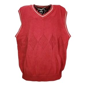J. Riggins Vintage Sportwear Sweater Vest - Red Argyle Knit - Men’s Large